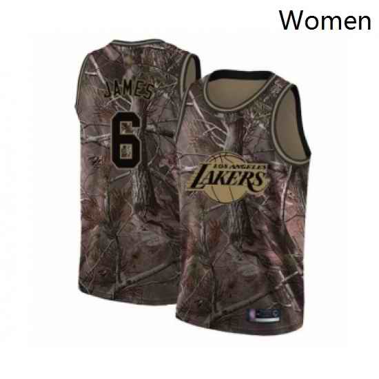 Womens Los Angeles Lakers 6 LeBron James Swingman Camo Realtree Collection Basketball Jersey